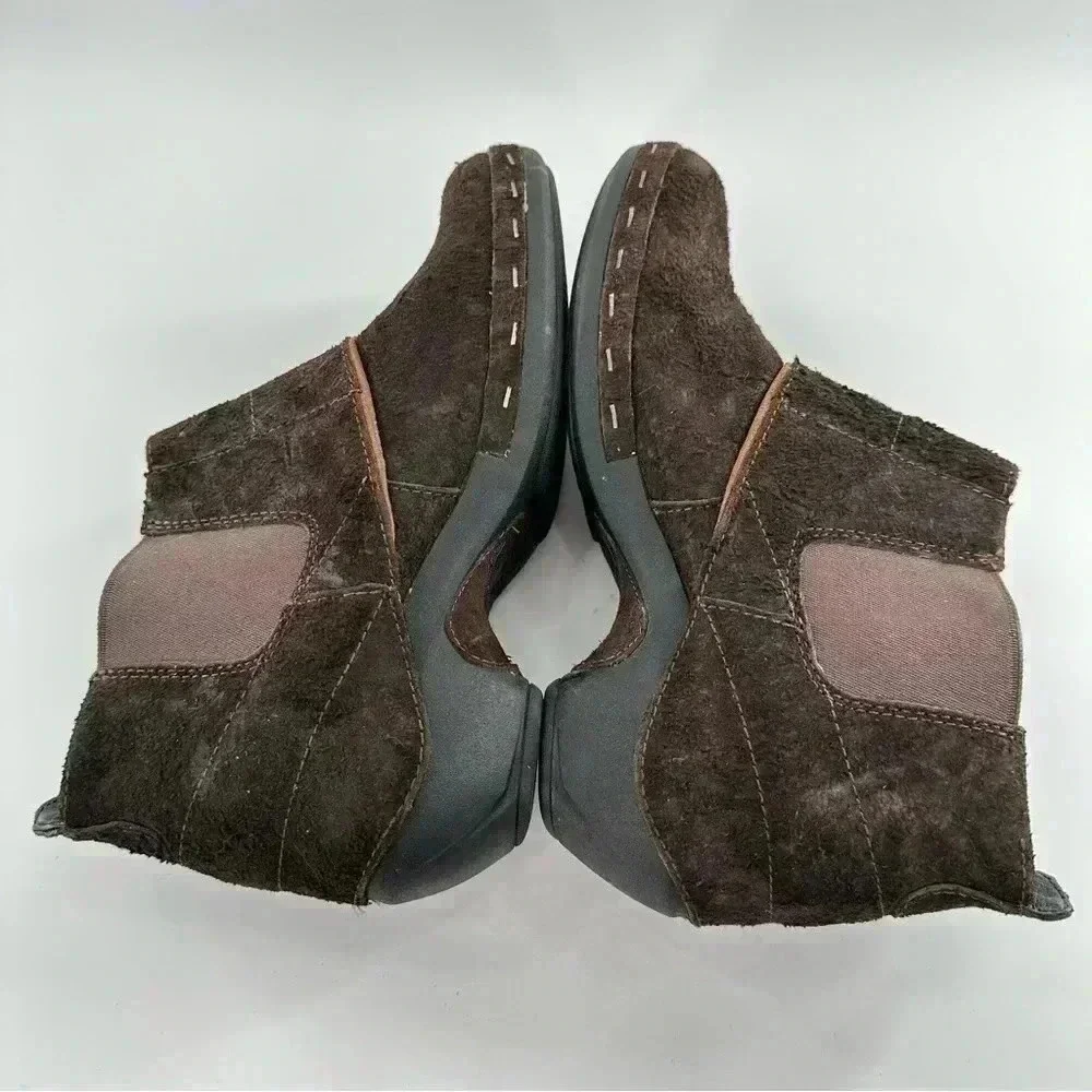 Merrell Luxe button ankle bootie 10 41 espresso brown suede stapled clog boot - Picture 7 of 13